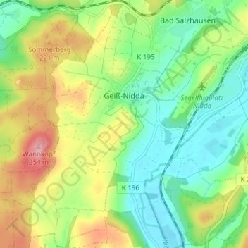 Topografische Karte Geiß-Nidda, Höhe, Relief