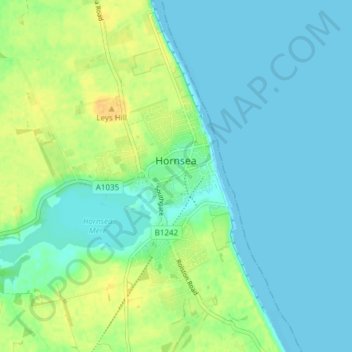 Topografische Karte Hornsea, Höhe, Relief