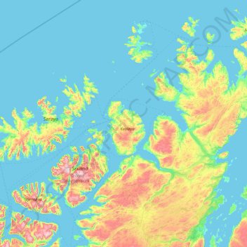 Topografische Karte Hammerfest, Höhe, Relief