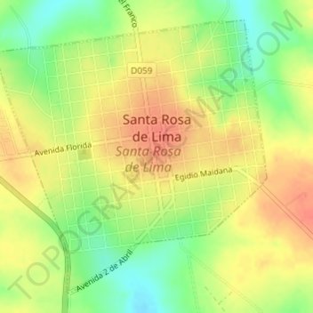 Topografische Karte Santa Rosa de Lima, Höhe, Relief