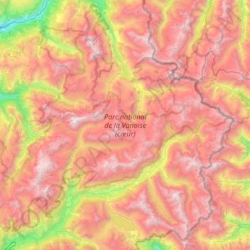 Topografische Karte Nationalpark Vanoise, Höhe, Relief