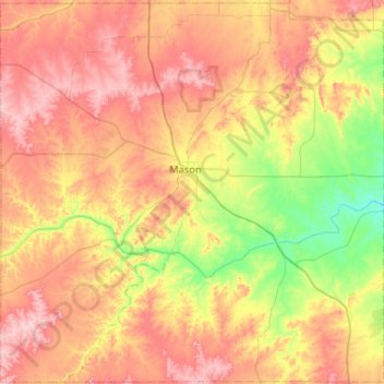 Topografische Karte Mason County, Höhe, Relief