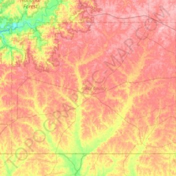 Topografische Karte Amite County, Höhe, Relief