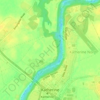 Topografische Karte Katherine, Höhe, Relief