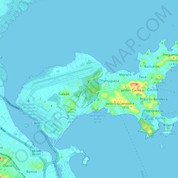 Topografische Karte Ilha do Governador, Höhe, Relief