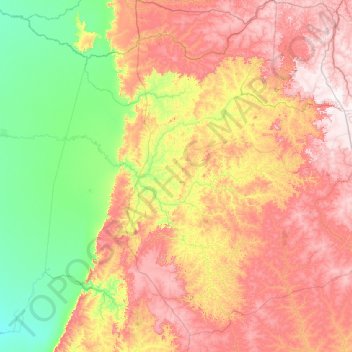 Topografische Karte Microrregião de Alto Taquari, Höhe, Relief