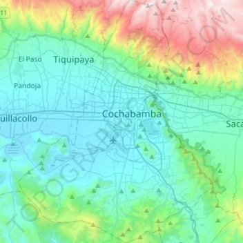 Topografische Karte Cochabamba, Höhe, Relief