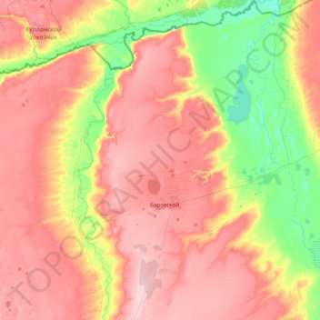 Topografische Karte Мендыкаринский район - Меңдіқара ауданы, Höhe, Relief