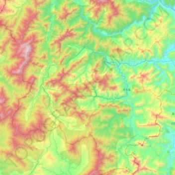 Topografische Karte 수동군, Höhe, Relief