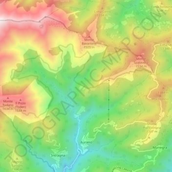 Topografische Karte Aurano, Höhe, Relief