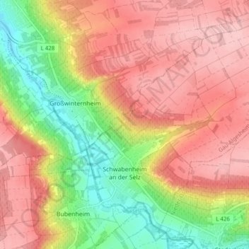 Topografische Karte Schwabenheim an der Selz, Höhe, Relief