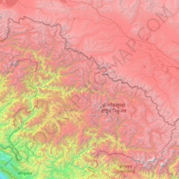 Topografische Karte Karnali, Höhe, Relief