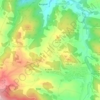 Topografische Karte Alletswind, Höhe, Relief