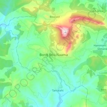 Topografische Karte Bordj Bou Naama, Höhe, Relief