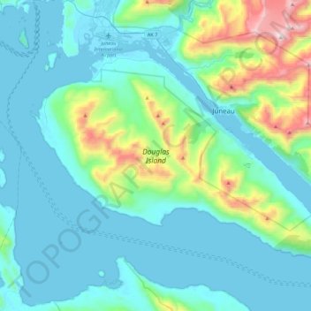 Topografische Karte Douglas Island, Höhe, Relief