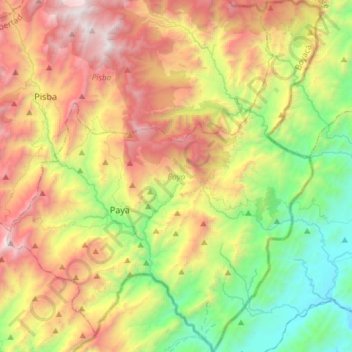 Topografische Karte Paya, Höhe, Relief