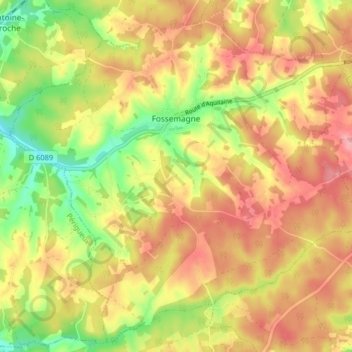 Topografische Karte Fossemagne, Höhe, Relief
