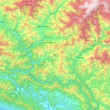 Topografische Karte Achham, Höhe, Relief