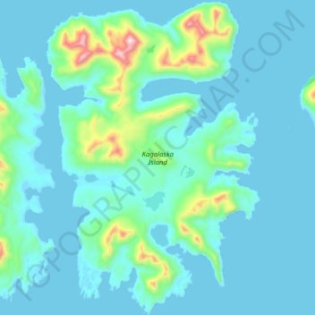 Topografische Karte Kagalaska Island, Höhe, Relief