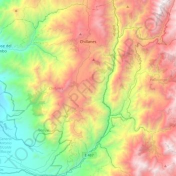 Topografische Karte Chillanes, Höhe, Relief