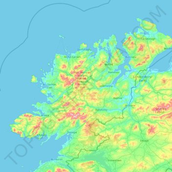 Topografische Karte County Donegal, Höhe, Relief