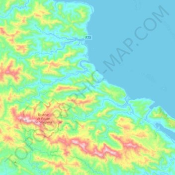 Topografische Karte Ponérihouen, Höhe, Relief