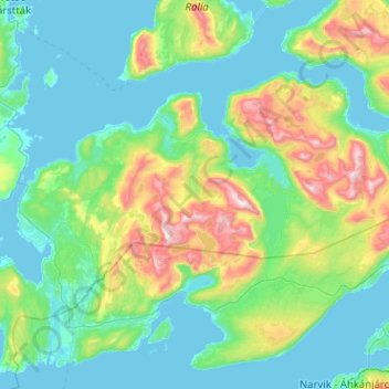 Topografische Karte Troms, Höhe, Relief