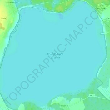 Topografische Karte Вишневское озеро, Höhe, Relief