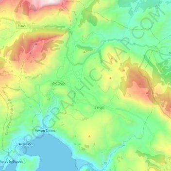 Topografische Karte Δημοτική Ενότητα Διστόμου, Höhe, Relief