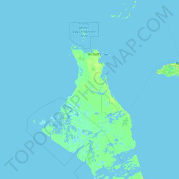 Topografische Karte North Andros, Höhe, Relief