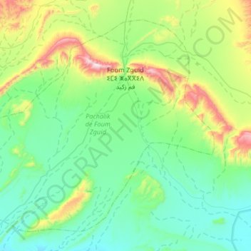 Topografische Karte Foum Zguid ⵉⵎⵉ ⵥⴰⴳⴳⵉⴷ فم زكيد, Höhe, Relief