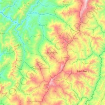 Topografische Karte Tseminyu, Höhe, Relief