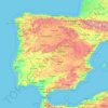 Topografische Karte Iberische Halbinsel, Höhe, Relief