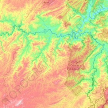 Topografische Karte Adrianópolis, Höhe, Relief
