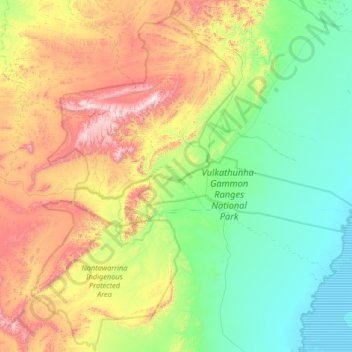 Topografische Karte Gammon Ranges, Höhe, Relief