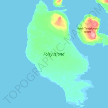 Topografische Karte Foley Island, Höhe, Relief