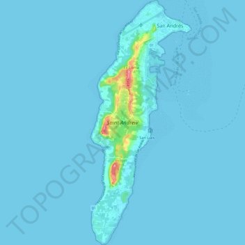 Topografische Karte Isla de San Andrés (Colombia), Höhe, Relief