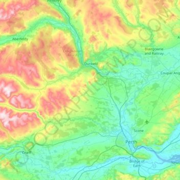 Topografische Karte River Tay, Höhe, Relief