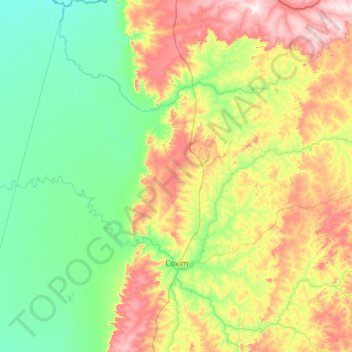 Topografische Karte Coxim, Höhe, Relief