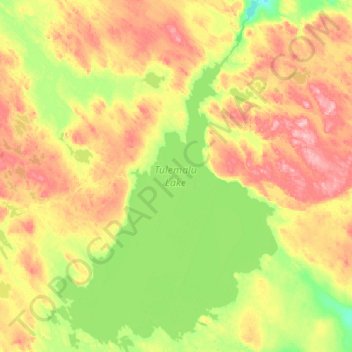 Topografische Karte Tulemalu Lake, Höhe, Relief