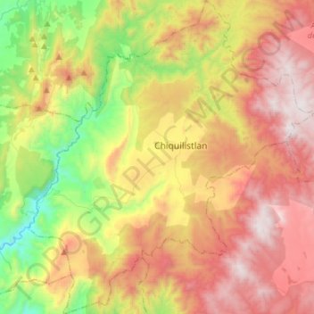 Topografische Karte Chiquilistlán, Höhe, Relief
