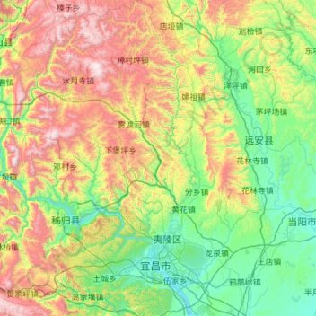 Topografische Karte Yiling, Höhe, Relief