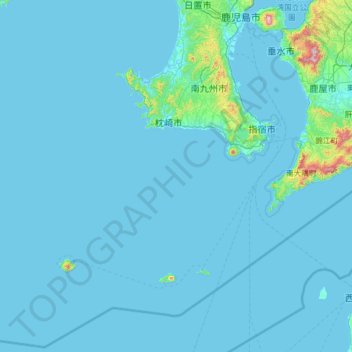 Topografische Karte Minamisatsuma, Höhe, Relief