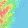 Topografische Karte Municipalité régionale de Tracadie, Höhe, Relief