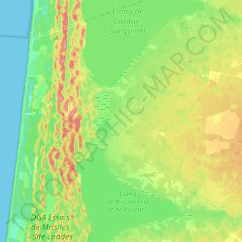 Topografische Karte Biscarrosse, Höhe, Relief