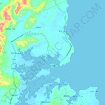 Topografische Karte Pilar, Höhe, Relief