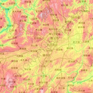 Topografische Karte Bozhou, Höhe, Relief