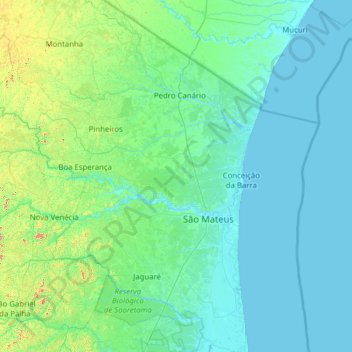 Topografische Karte Microrregião São Mateus, Höhe, Relief
