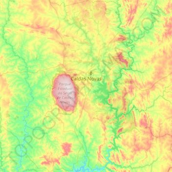 Topografische Karte Caldas Novas, Höhe, Relief