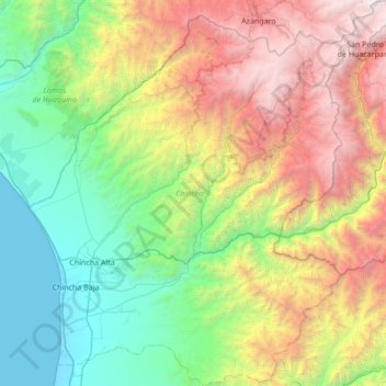 Topografische Karte Provincia de Chincha, Höhe, Relief